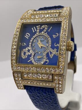 Gossip Womens Blue Gold Watch Works New Battery